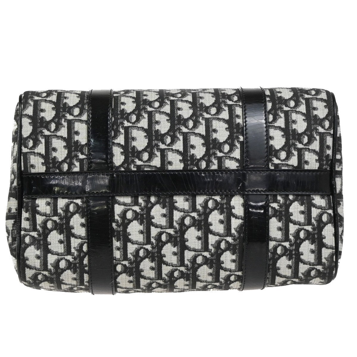 CHRISTIAN DIOR Trotter Pattern Hand Bag PVC Patent Leather Black GHW 95RQ051