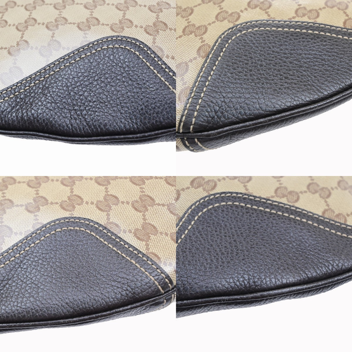 GUCCI Logo GG Crystal Sherry Shoulder Bag PVC Leather Brown GHW Italy 87MA714