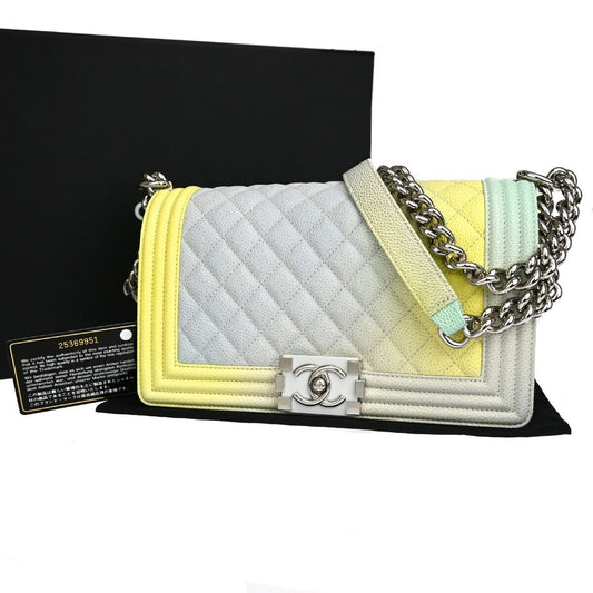 CHANEL Boy CC Logo Unicorn Multi Chain Shoulder Bag Caviar Skin Leather 937RJ414