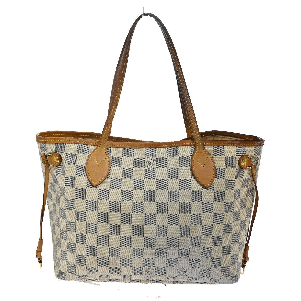 LOUIS VUITTON Neverfull PM Shoulder Tote Bag Damier Azur Leather N51110 72KB598