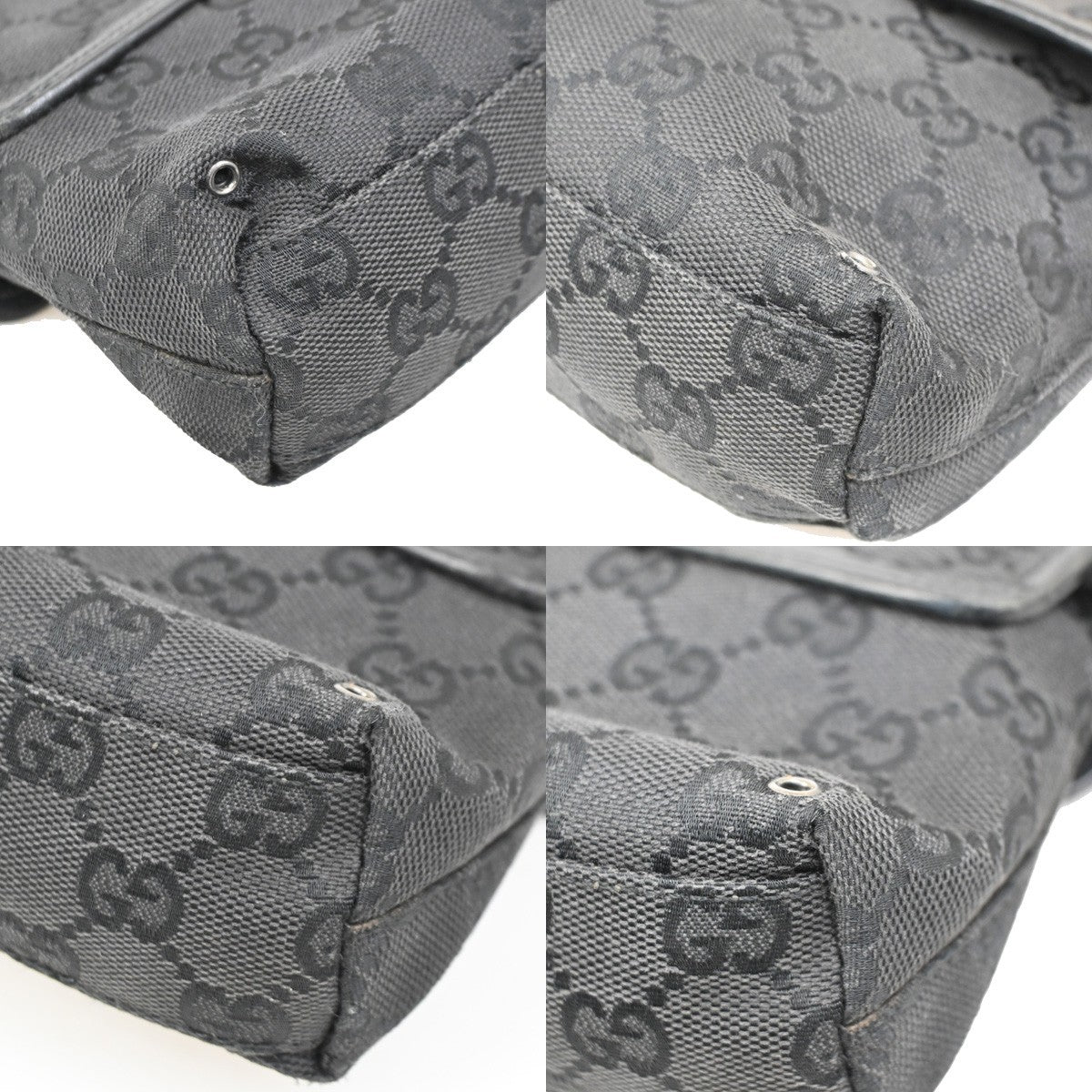 GUCCI GG Pattern Mini Belt Bag Waist Pouch Canvas Black SHW Italy 36DA132