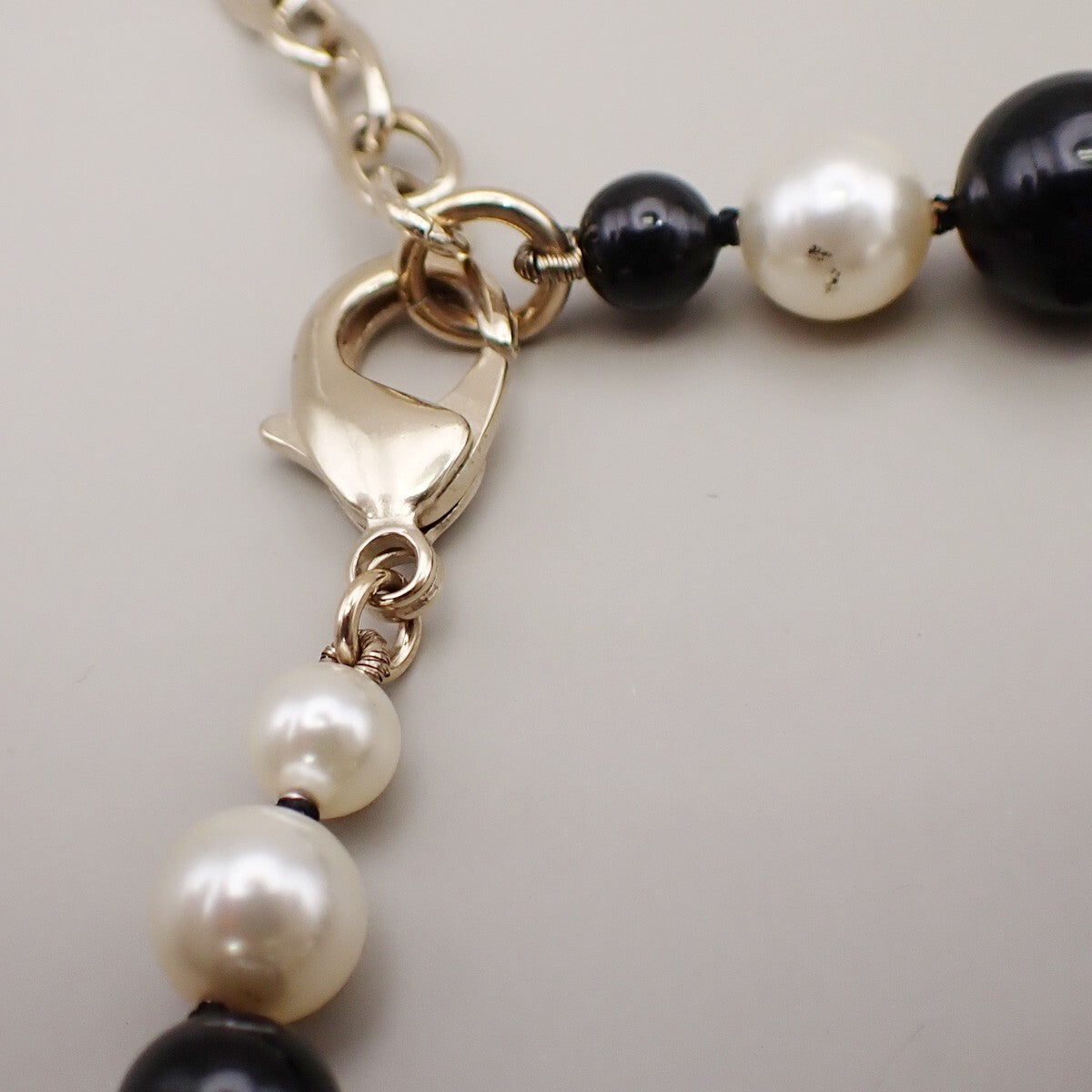 CHANEL CC Chain Pendant Necklace Imitation Pearl Beads A16B BK WE Gold 15RK811