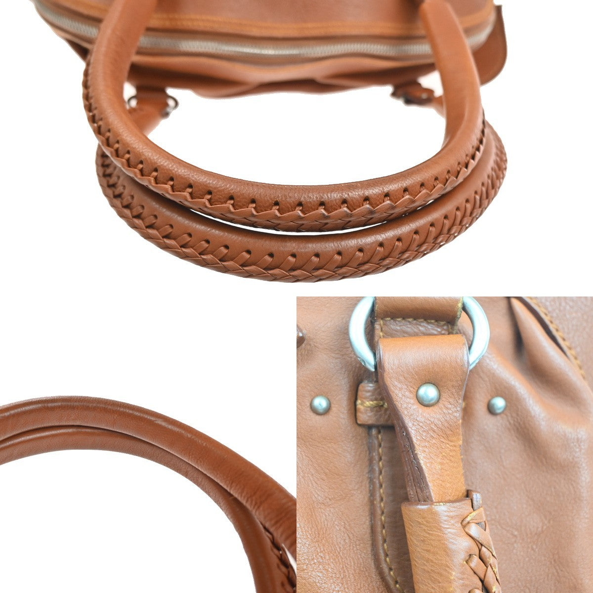 CHRISTIAN DIOR Logo Shoulder Tote Hand Bag Leather Brown SHW Italy 12KC713