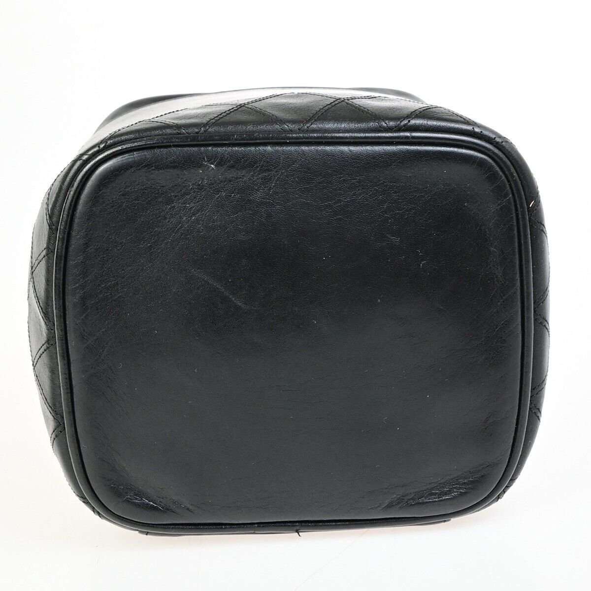 CHANEL CC Bicolore Vanity Cosmetic Hand Bag Leather Black GHW Italy 85FB314