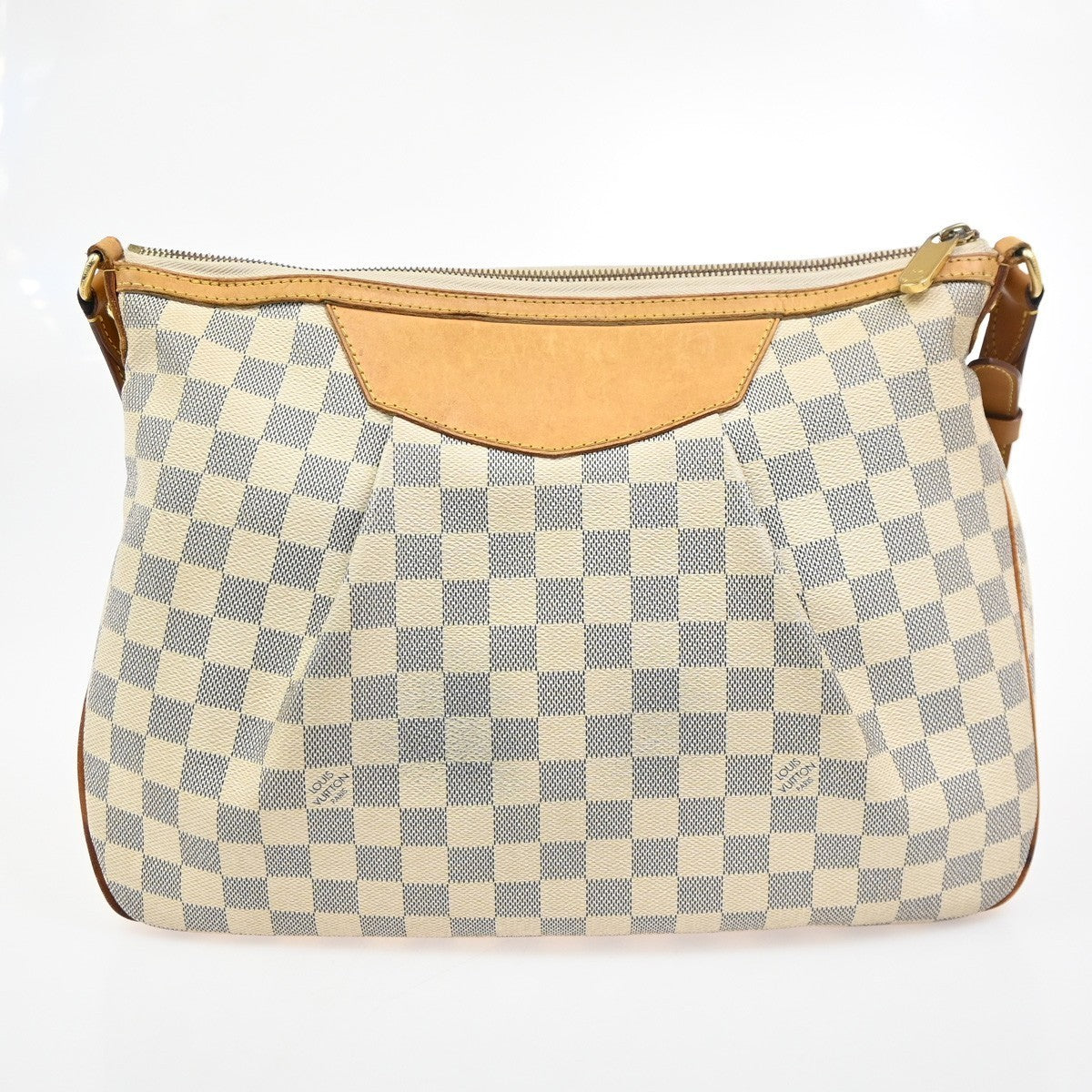 LOUIS VUITTON Siracusa PM Shoulder Bag Damier Azur Leather White N41113 99TA716