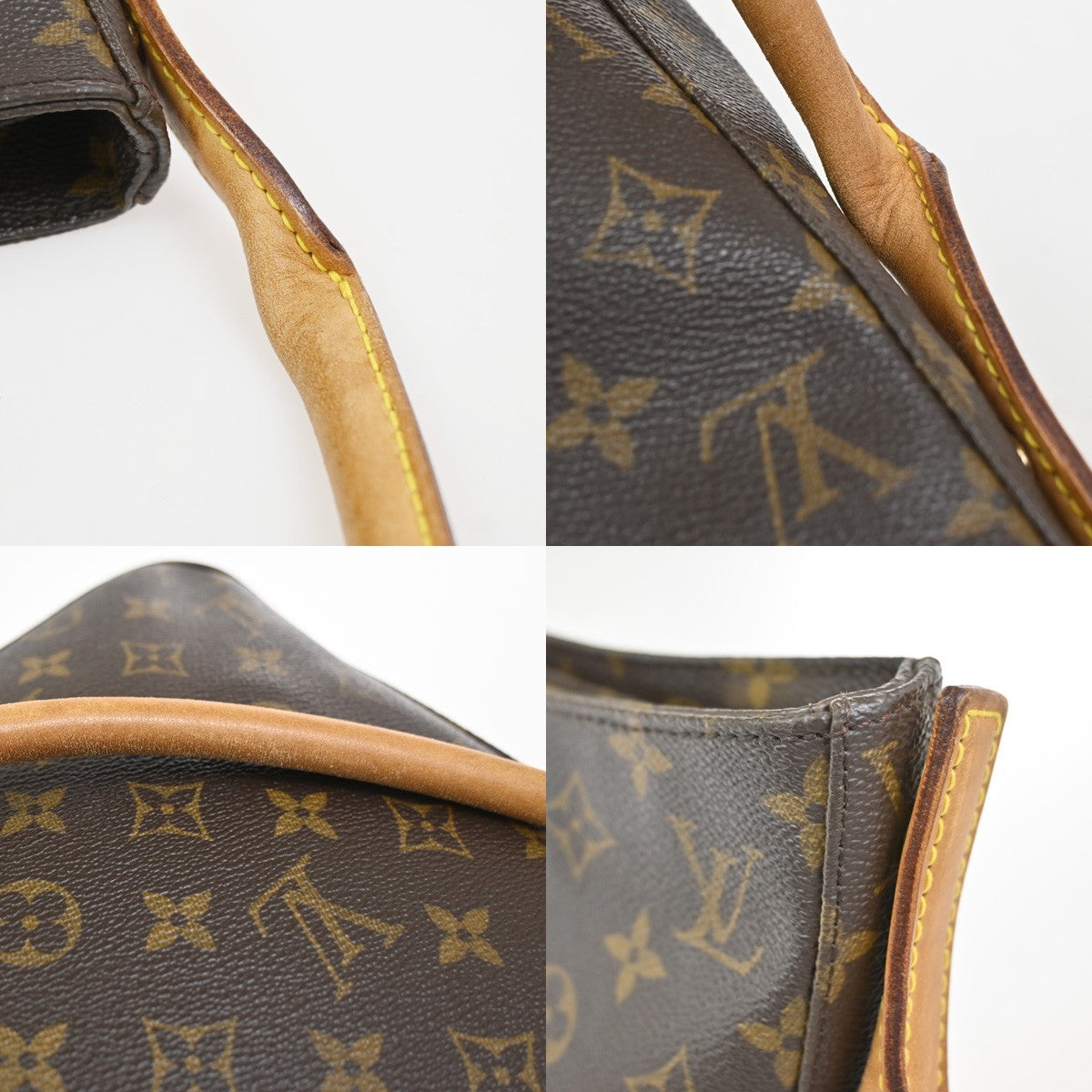 LOUIS VUITTON Logo Looping GM Shoulder Bag Monogram Leather Brown M51145 82YJ023