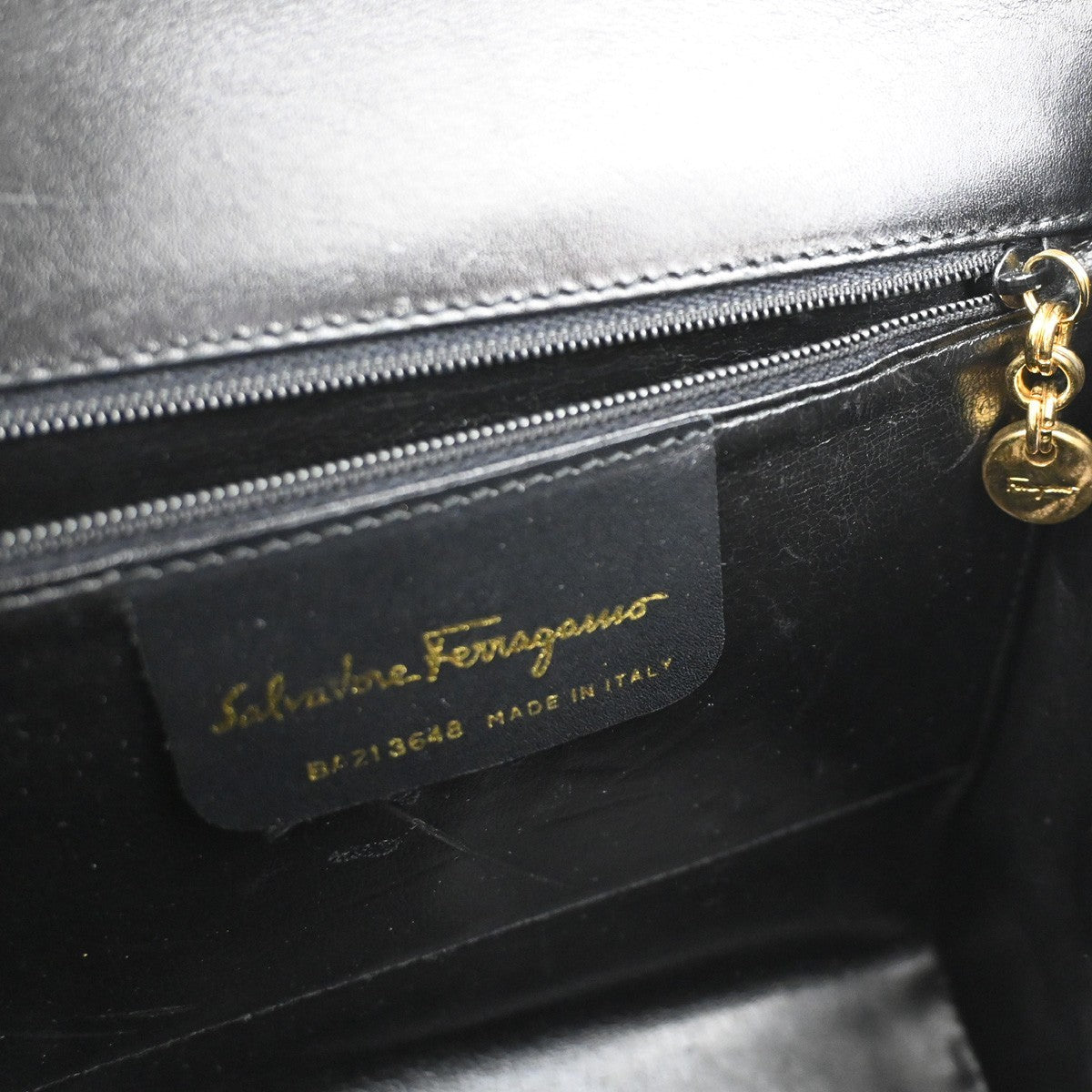 SALVATORE FERRAGAMO Gancini 2Way Shoulder Clutch Hand Bag Leather Black 67CA696
