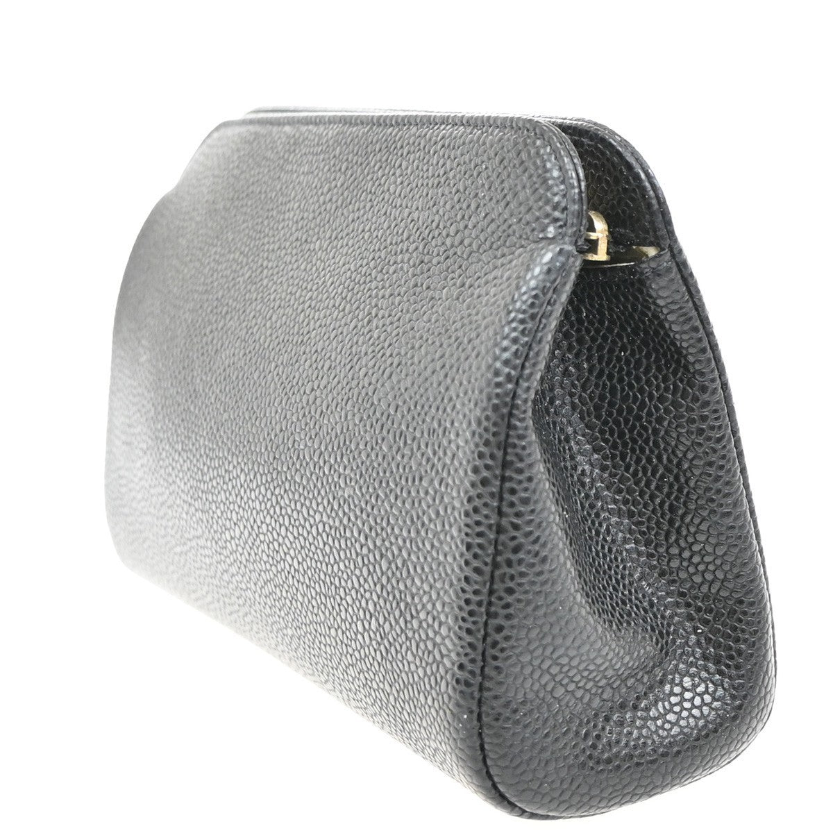 CHANEL CC Logo Mini Pouch Bag Grained Calfskin Leather Black GHW France 34KB454