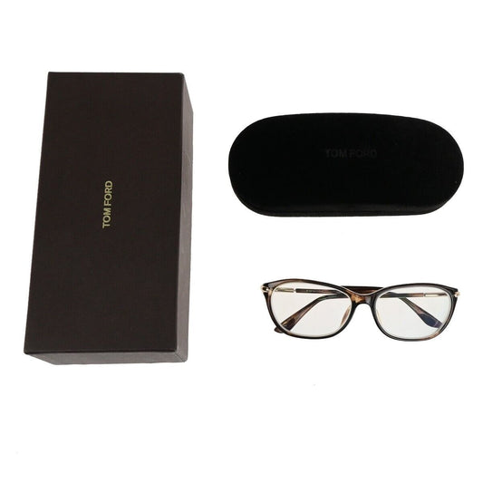 TOM FORD Logo Glasses Frame Eye Wear Plastic Brown Gold Plated Accessory 02KA513