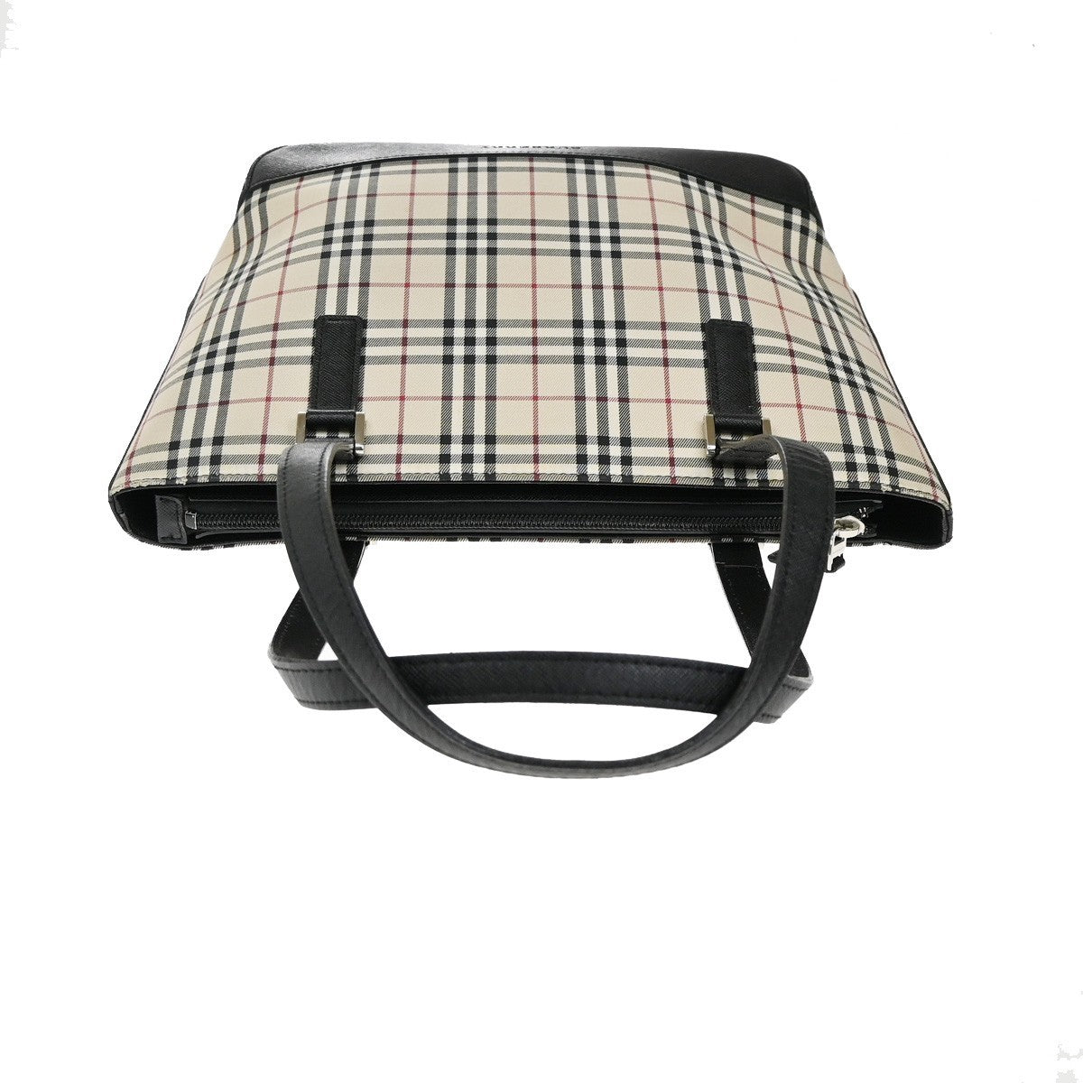 BURBERRY Logo Nova Check Shoulder Tote Bag Canvas Leather Beige Black 83RL399