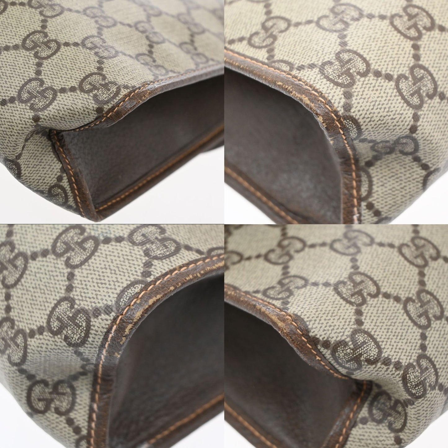 GUCCI GG Sherry Pattern Clutch Hand Bag PVC Leather Brown Italy 09KD128