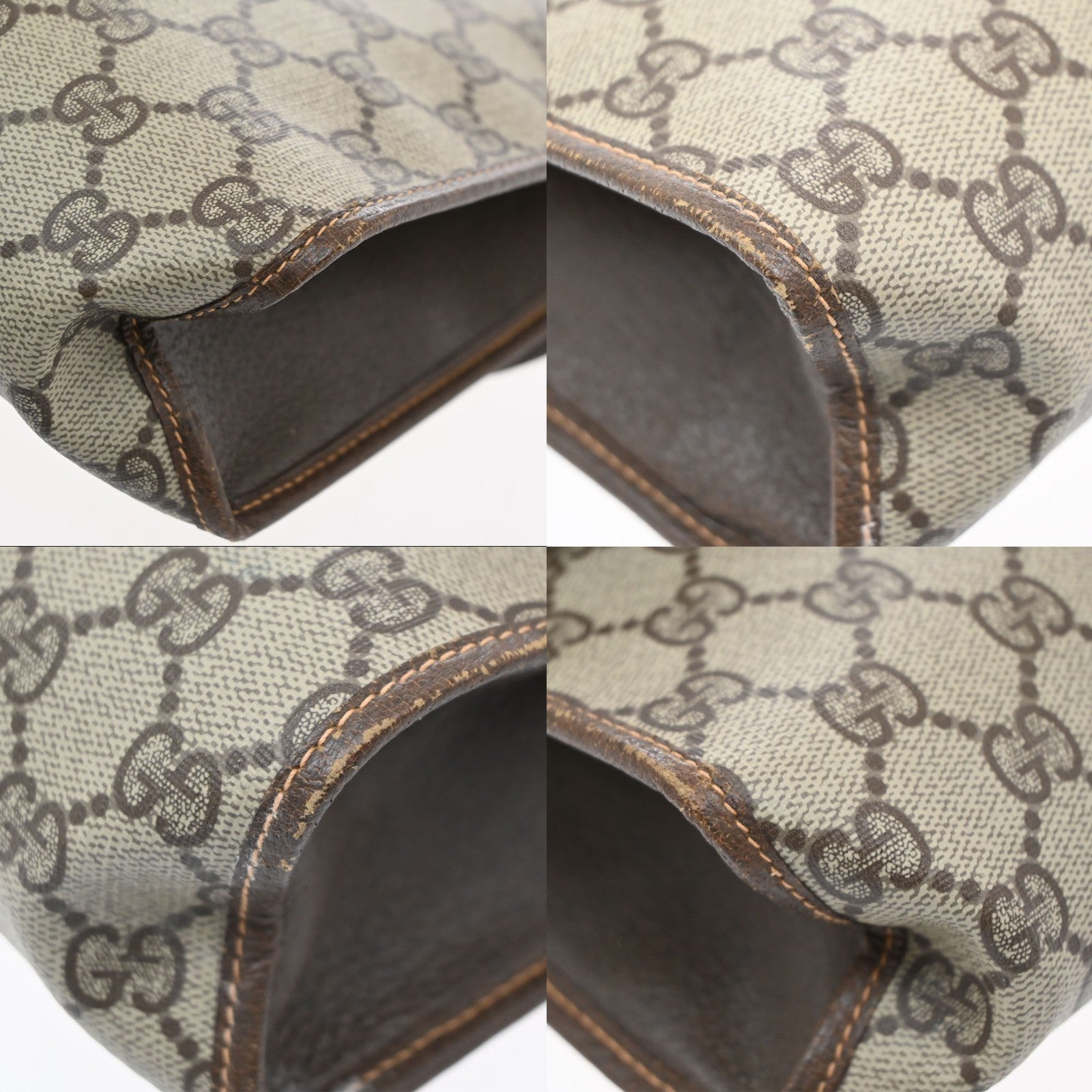 GUCCI GG Sherry Pattern Clutch Hand Bag PVC Leather Brown Italy 09KD128