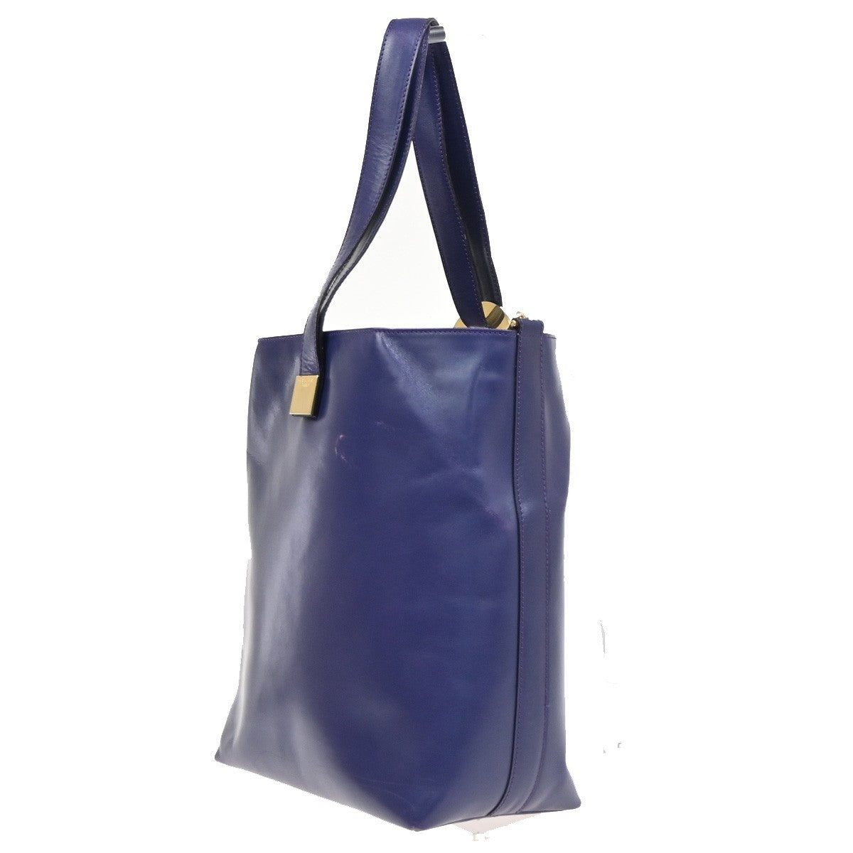 CELINE Circle Logo Shoulder Hand Bag Leather Blue GHW Italy 30CB031