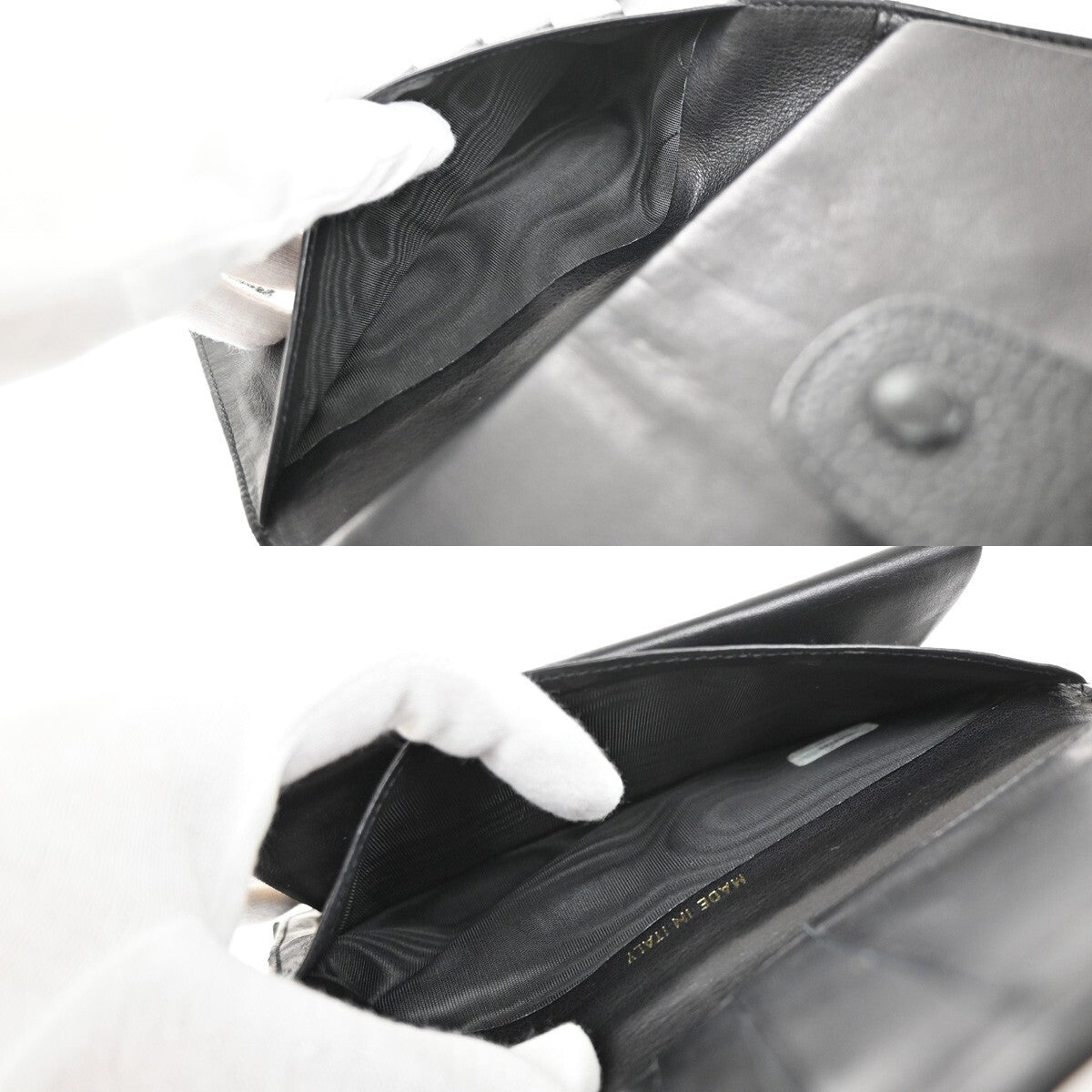 CHANEL CC LOGO Long Bifold Wallet Grained Calfskin Leather Black France 77RL156