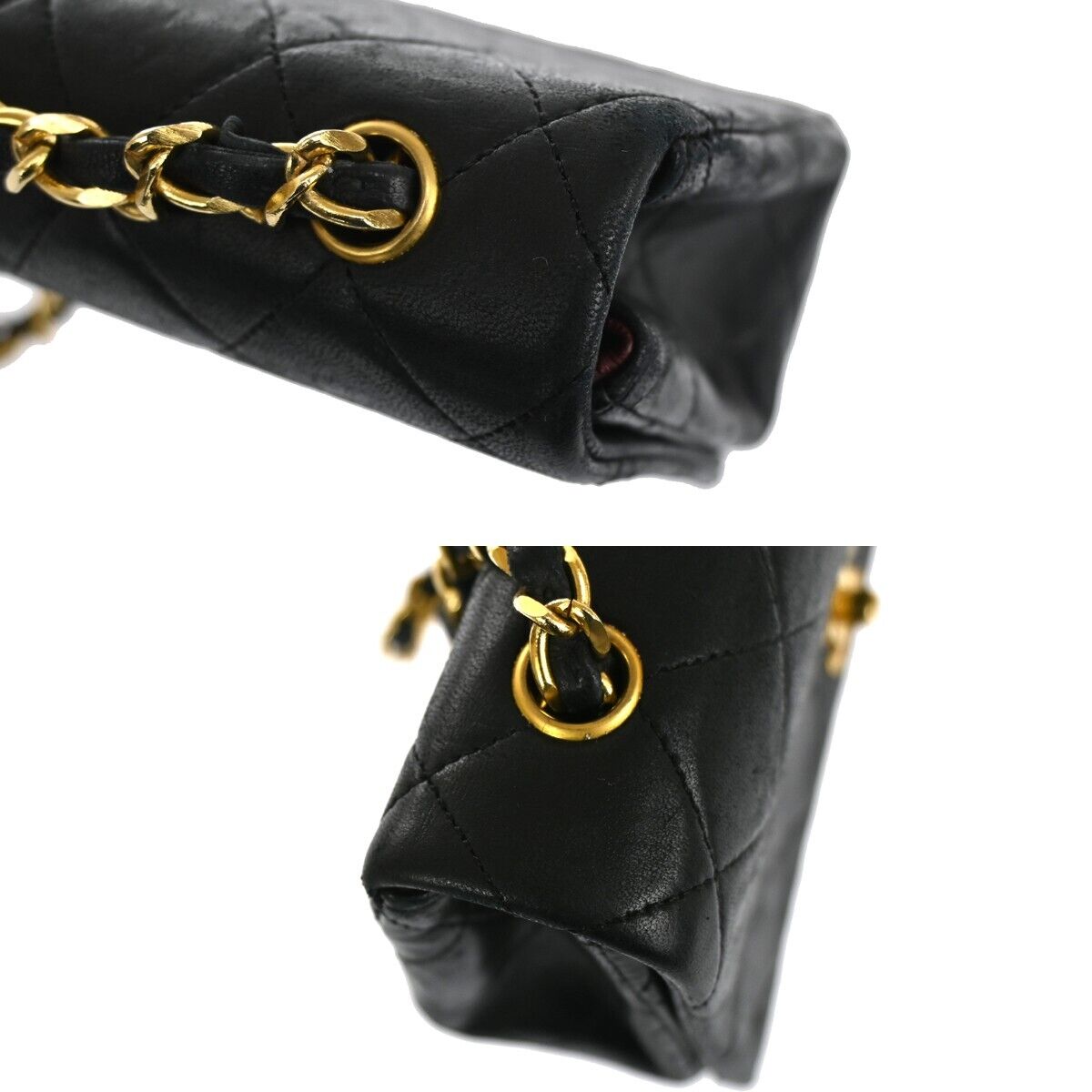 CHANEL CC Mini Matelasse Full Flap Chain Shoulder Bag Leather Black GHW 804RH915