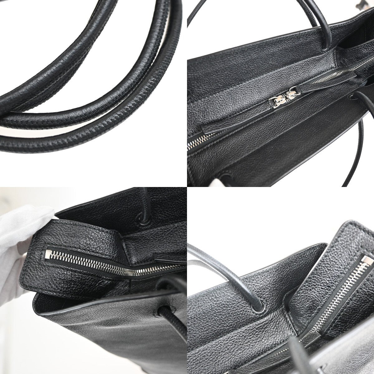 BALENCIAGA Logo Large North South Shopping Shoulder Bag Leather Black 77FB720