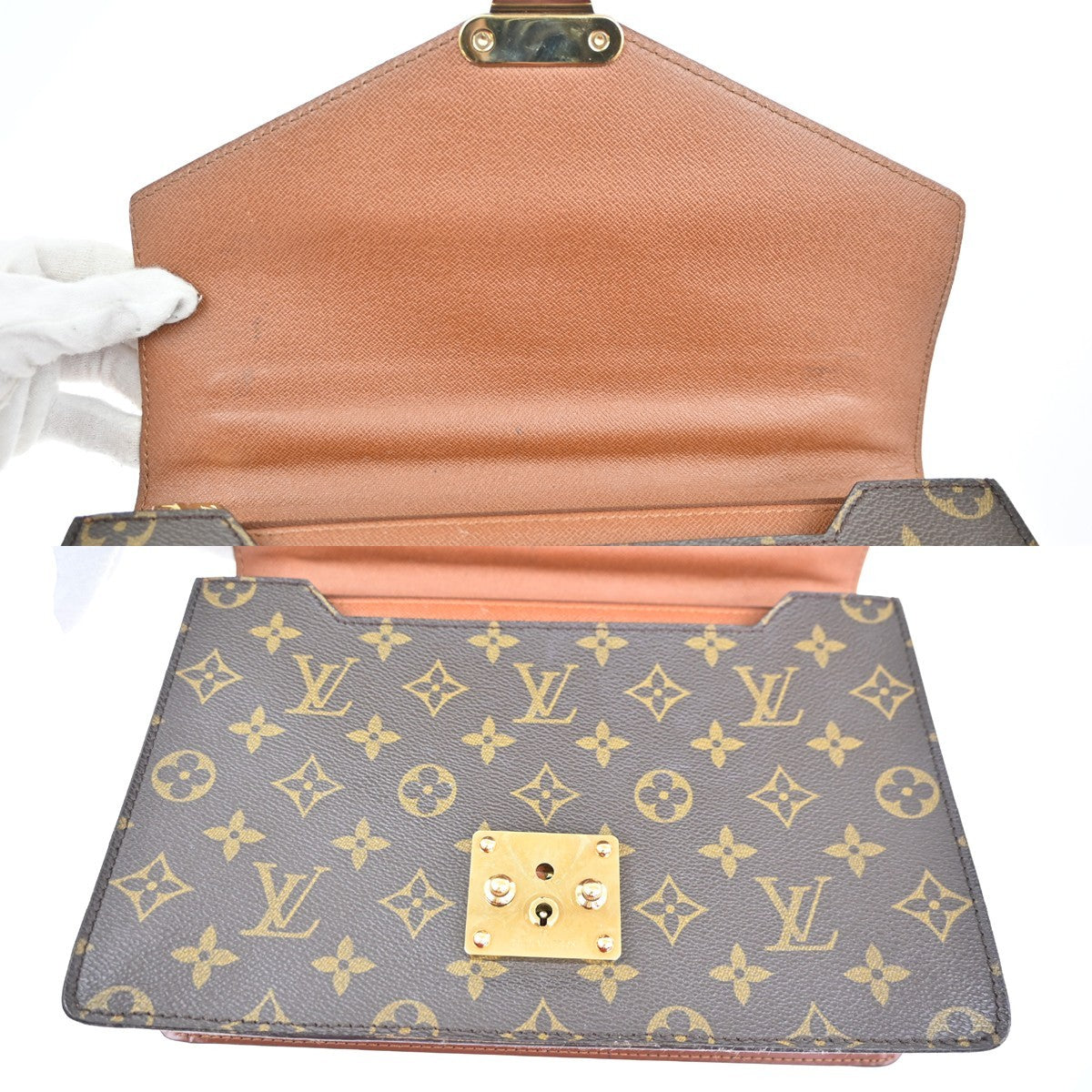 LOUIS VUITTON Concorde Hand Bag Monogram Leather Brown France M51190 70KC476