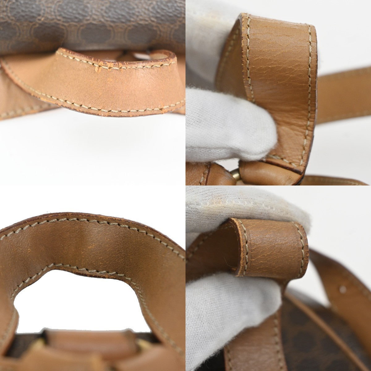 CELINE Logo Macadam Pattern Backpack Bag PVC Leather Brown GHW 87CA858