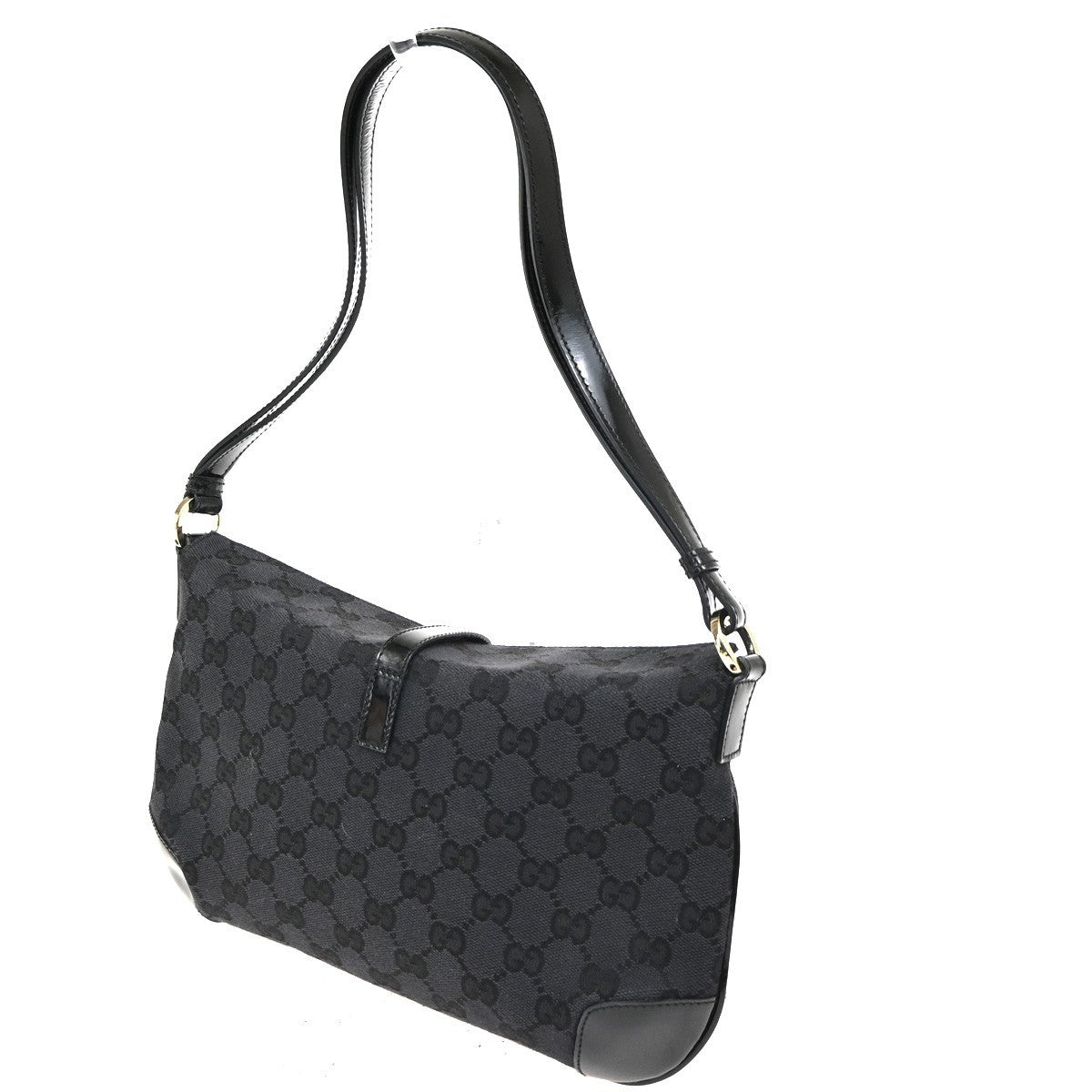 GUCCI Jackie GG 2Way Shoulder Hand Bag Canvas Patent Leather GHW Italy 85CA582