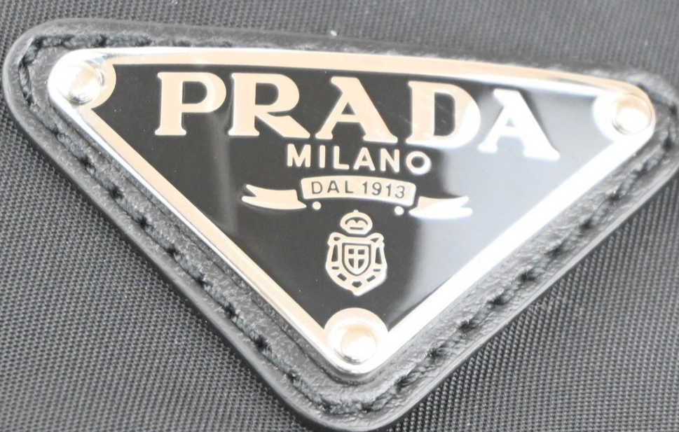 PRADA Plate Logo Bucket Hat Cap #M 58 Re-Nylon Fur Leather Black Pink 80RL689