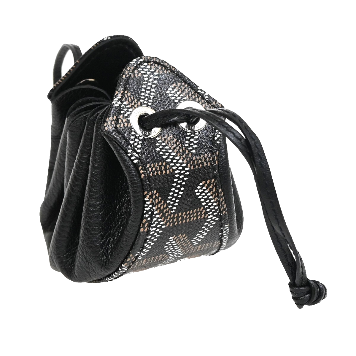 GOYARD Logo Bourse Drawstring Coin Case Pouch PVC Leather Black 84RL208