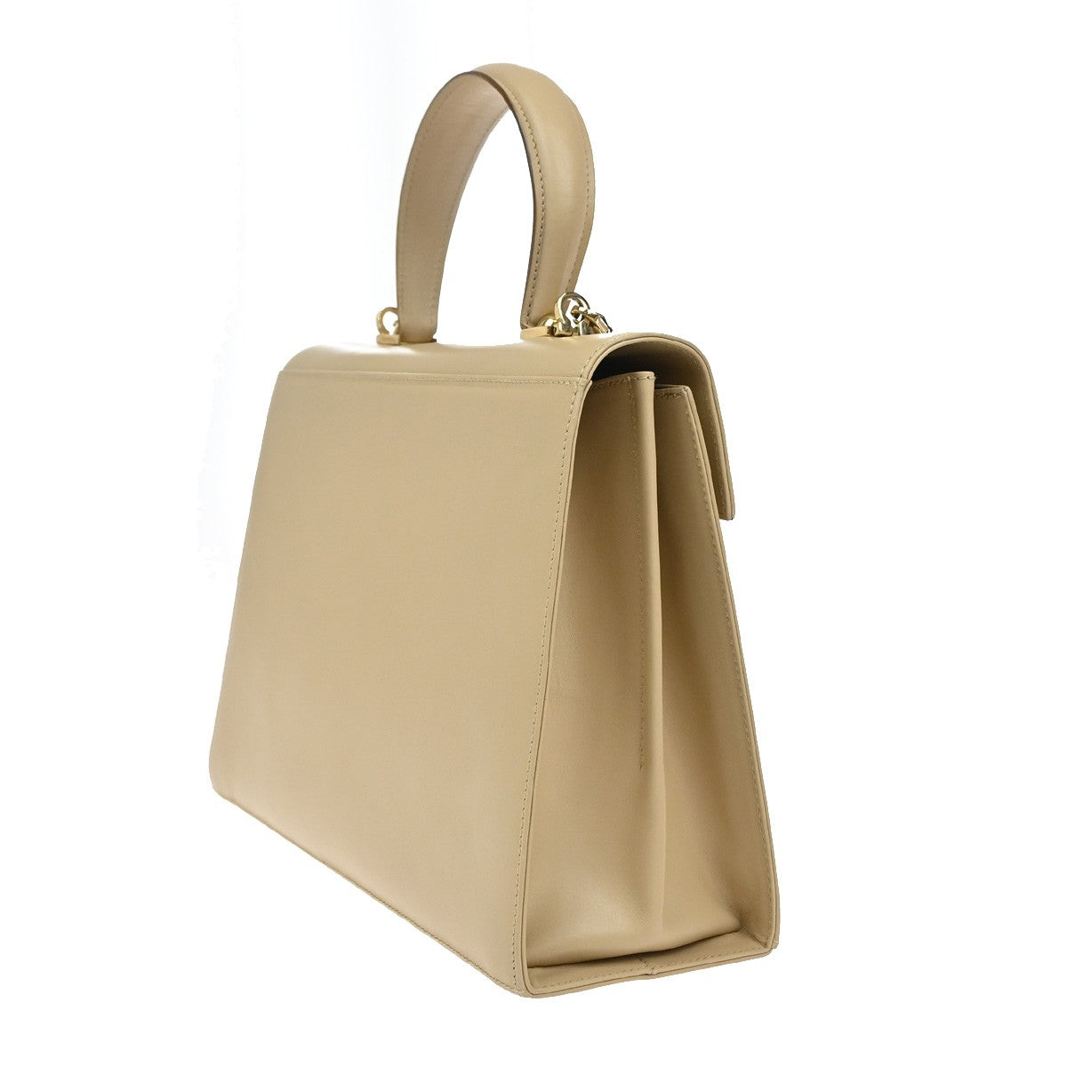 SALVATORE FERRAGAMO Gancini 2way Shoulder Hand Bag Leather Beige GHW 79RL329