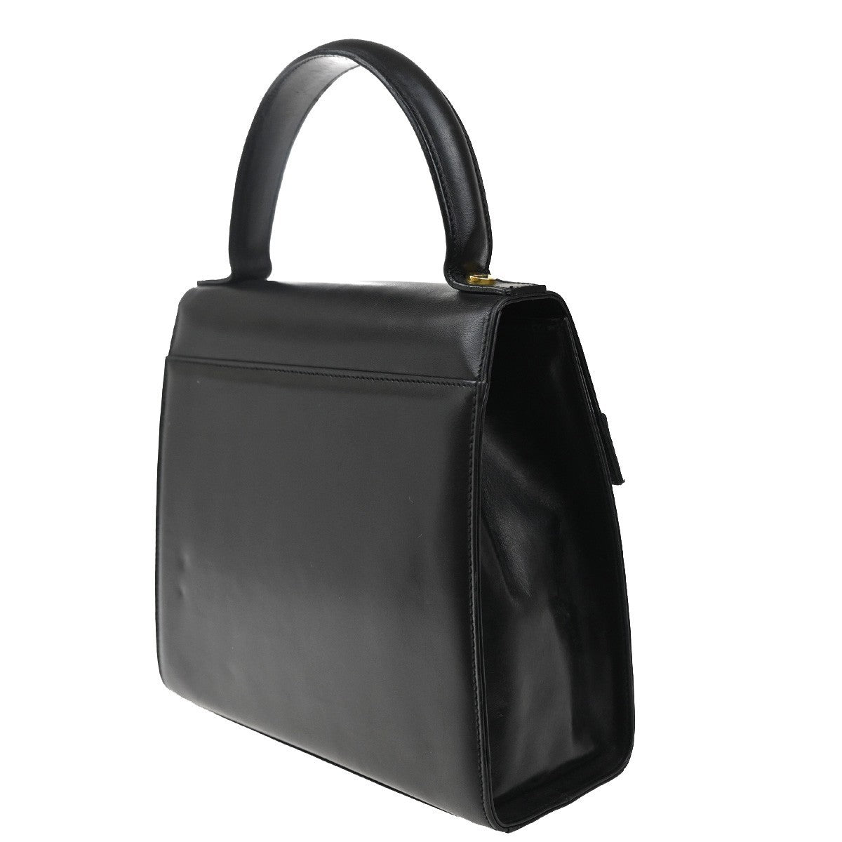 Salvatore Ferragamo Logo Vara flap Hand bag Leather Black GHW Italy 62MA110