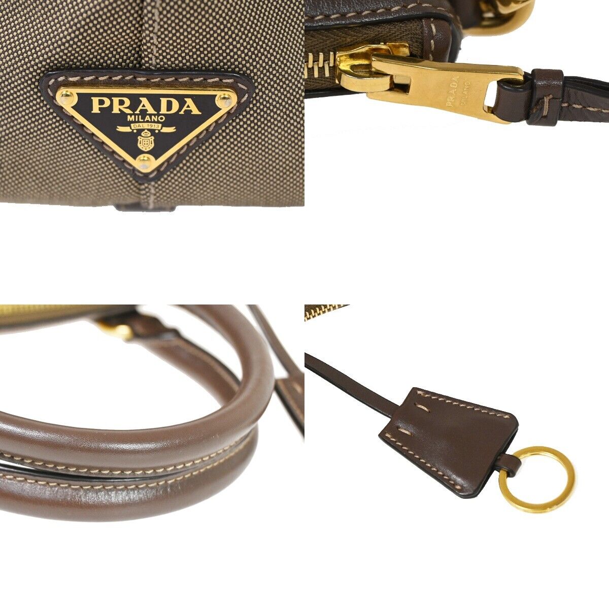 PRADA MILANO 2Way Crossbody  Shoulder Bag Canvas Leather Brown  70SH177