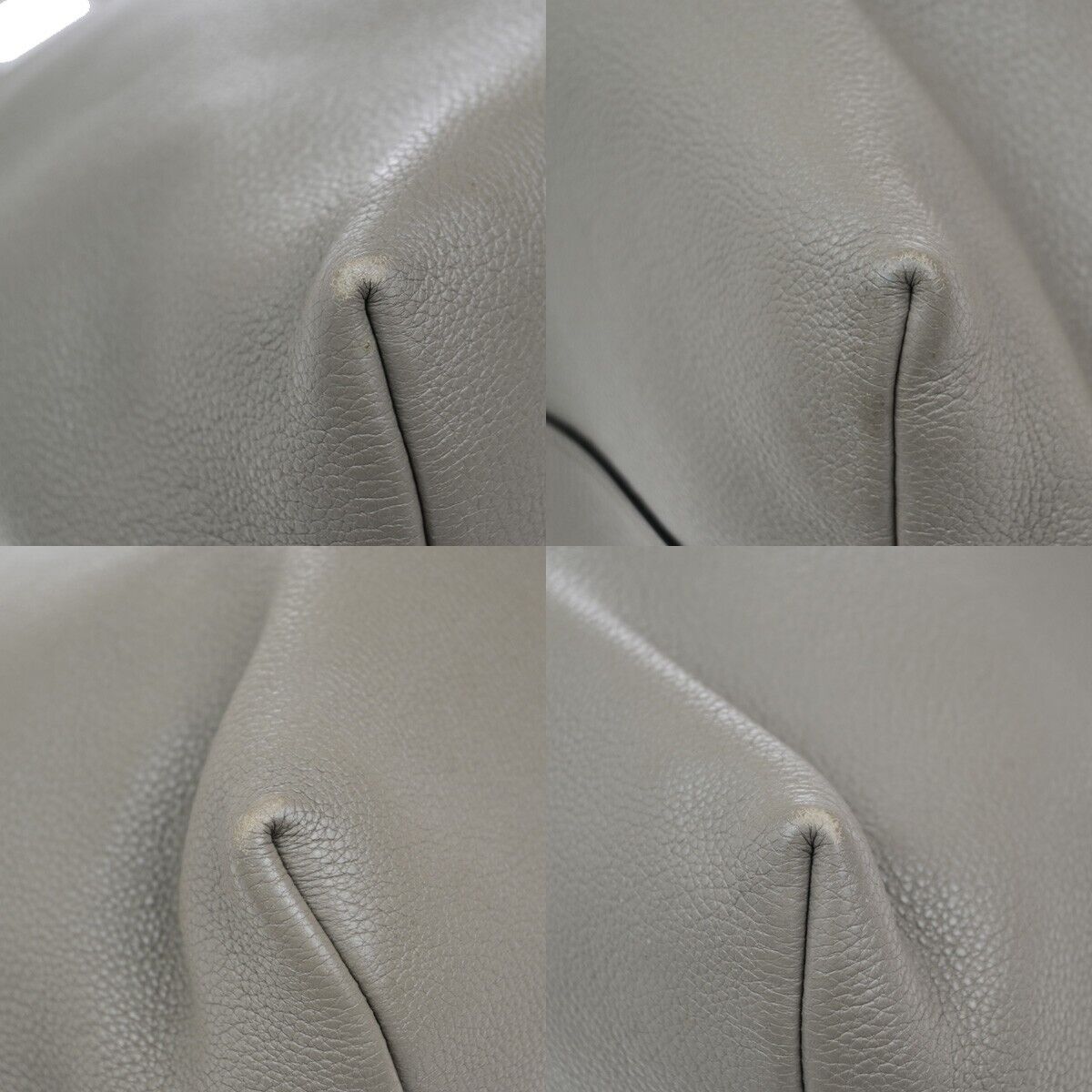 PRADA MILNO Logo 2Way Shoulder Hand Bag Vitello Phenix Leather Gray GHW 83ED876