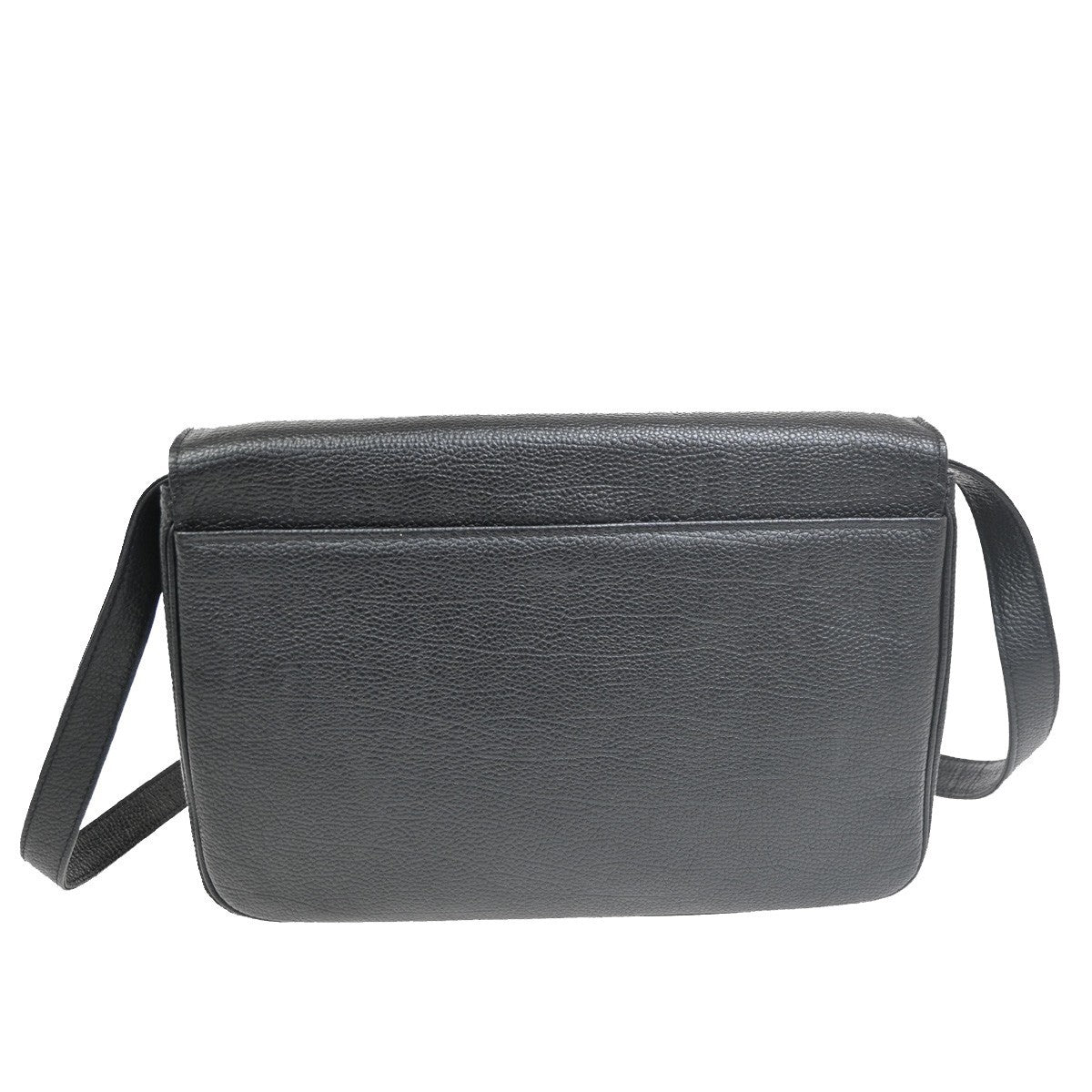 YVES SAINT LAURENT Logo YSL Flap Shoulder Crossbody Bag Leather Black 37MA149