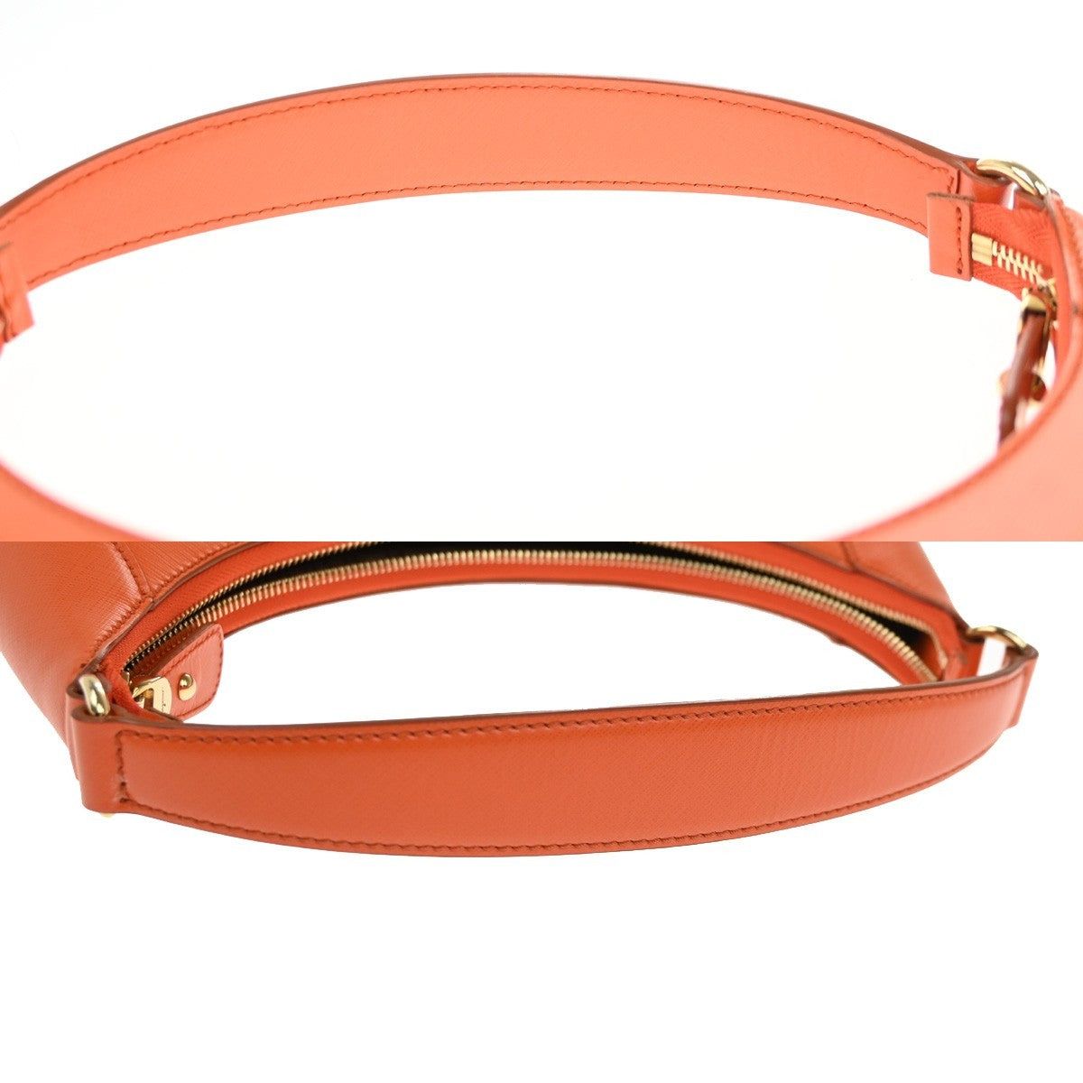 SALVATORE FERRAGAMO Gancini Logo Shoulder Bag Leather Orange GHW Italy 72RL709