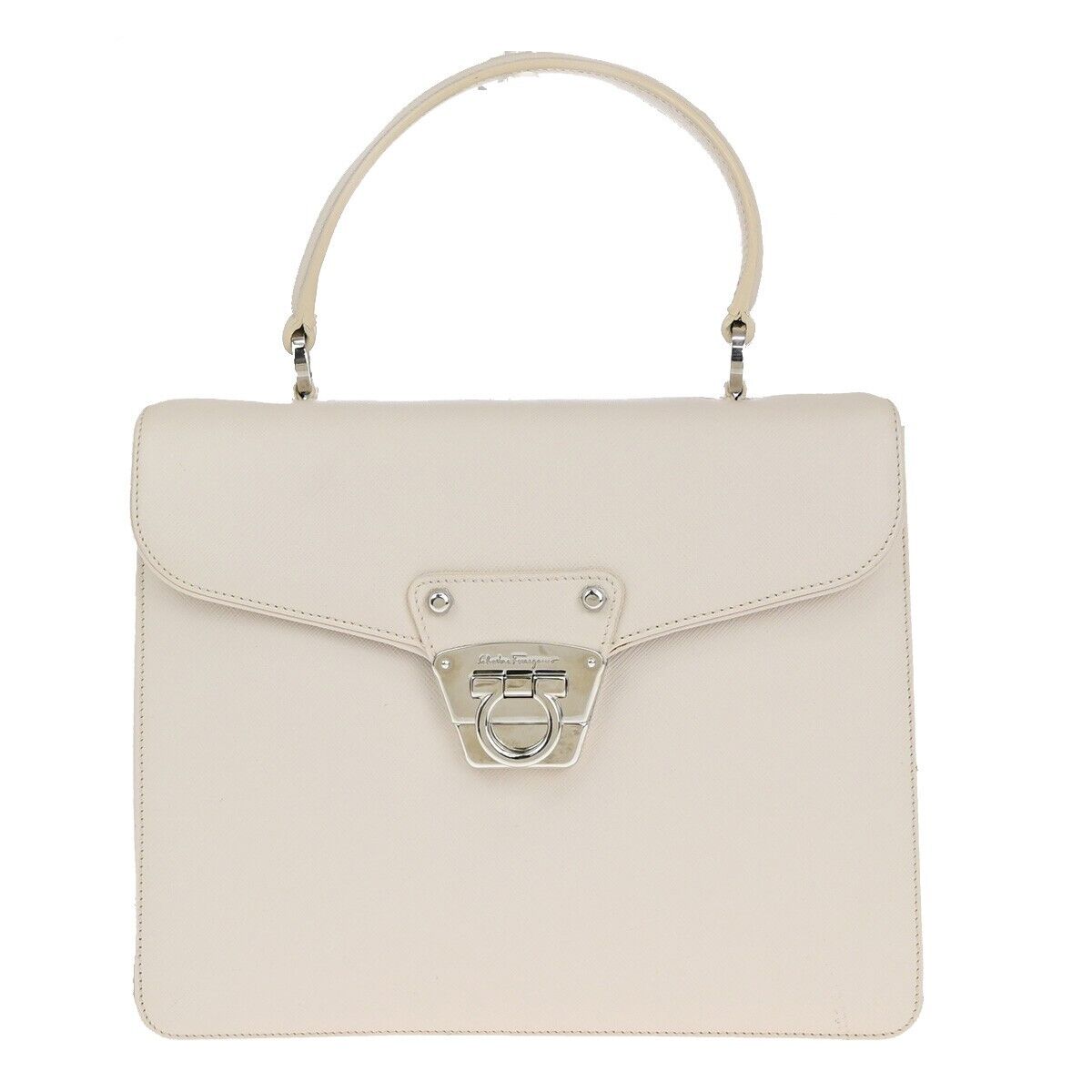 SALVATORE FERRAGAMO Logo Gancini 2Way Shoulder Bag Leather Ivory SHW 33EC737