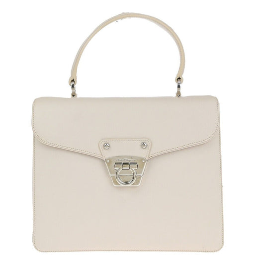SALVATORE FERRAGAMO Logo Gancini 2Way Shoulder Bag Leather Ivory SHW 33EC737