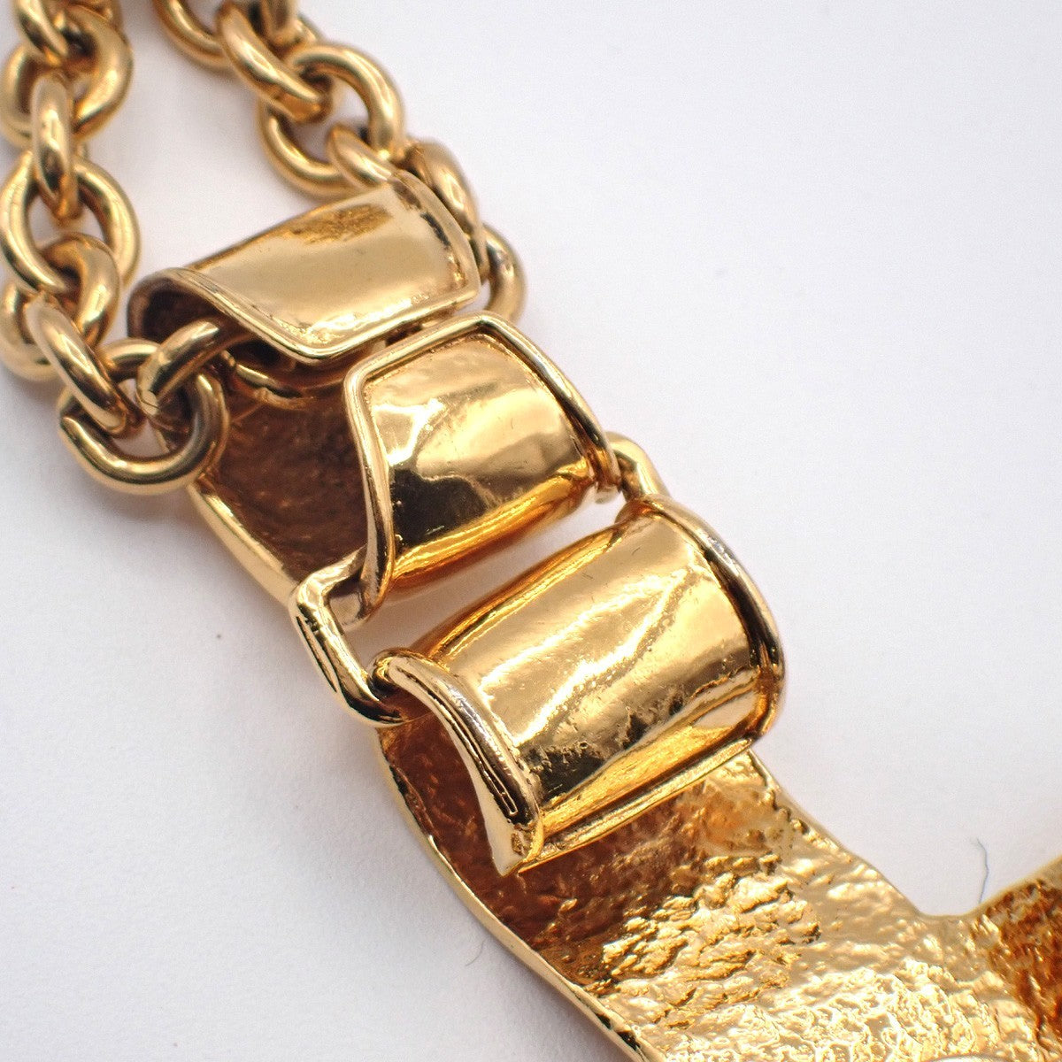 CHANEL CC Logo Cross Chain Long Necklace Pendant 94P Gold France Vintage 53RL935