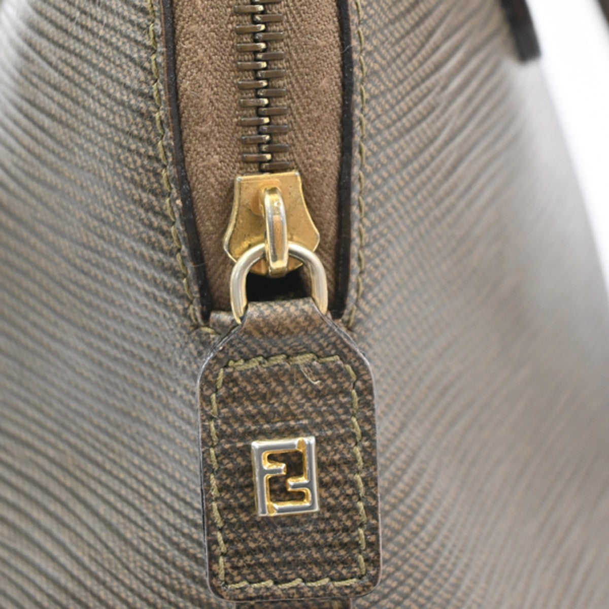 FENDI FF Logo 2way Shoulder Hand Bag Leather Brown GHW Italy 36KD108