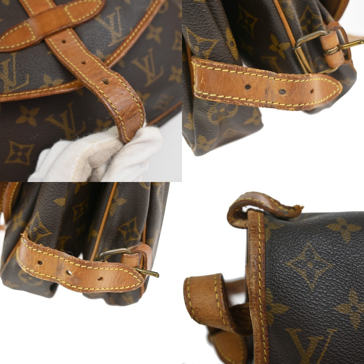 LOUIS VUITTON Logo Saumur 30 Shoulder Bag Monogram Leather Brown M42256 69YJ054