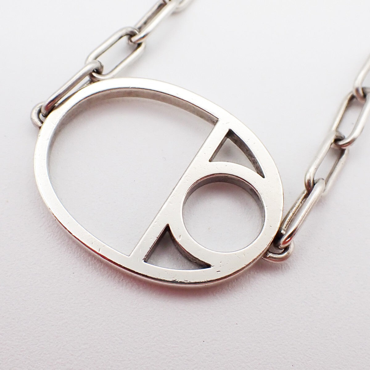 HERMES Chaine D'ancre Enchainee Game Chain Pendant Necklace 925 Silver 58RF339