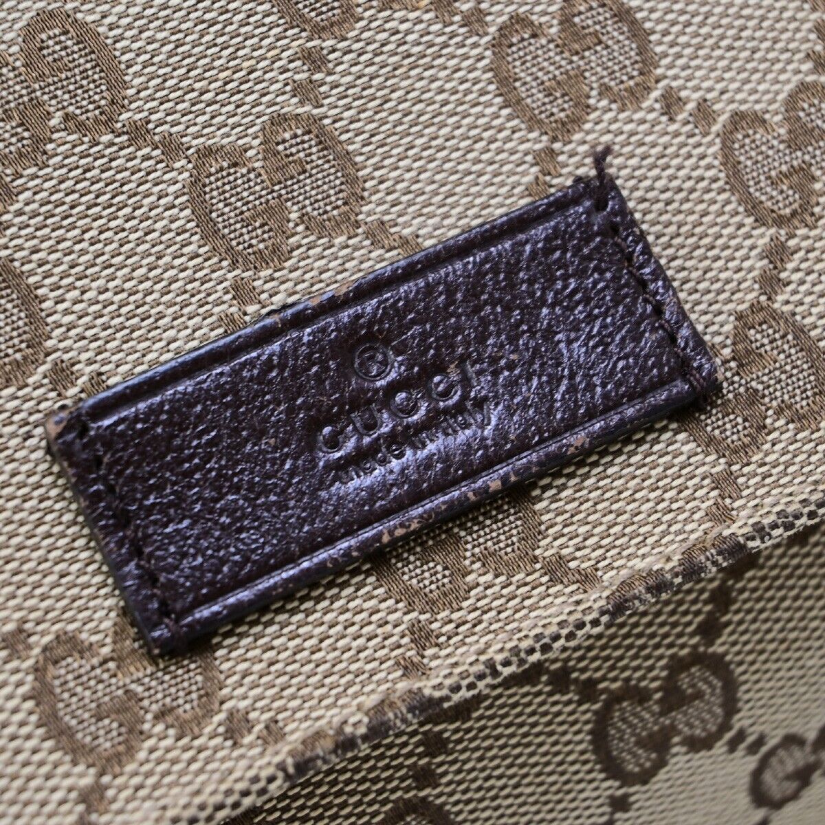 GUCCI Logo GG Pattern Shoulder Bag Canvas Leather Brown Silver Italy 80EB802