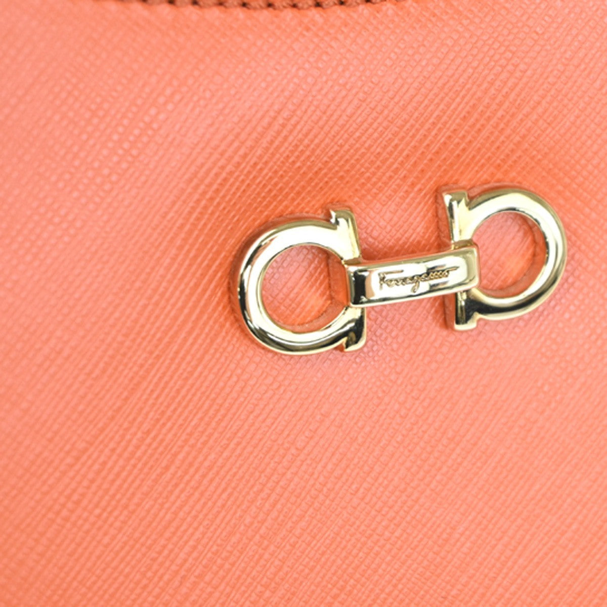 SALVATORE FERRAGAMO Gancini Logo Shoulder Bag Leather Orange GHW Italy 72RL709