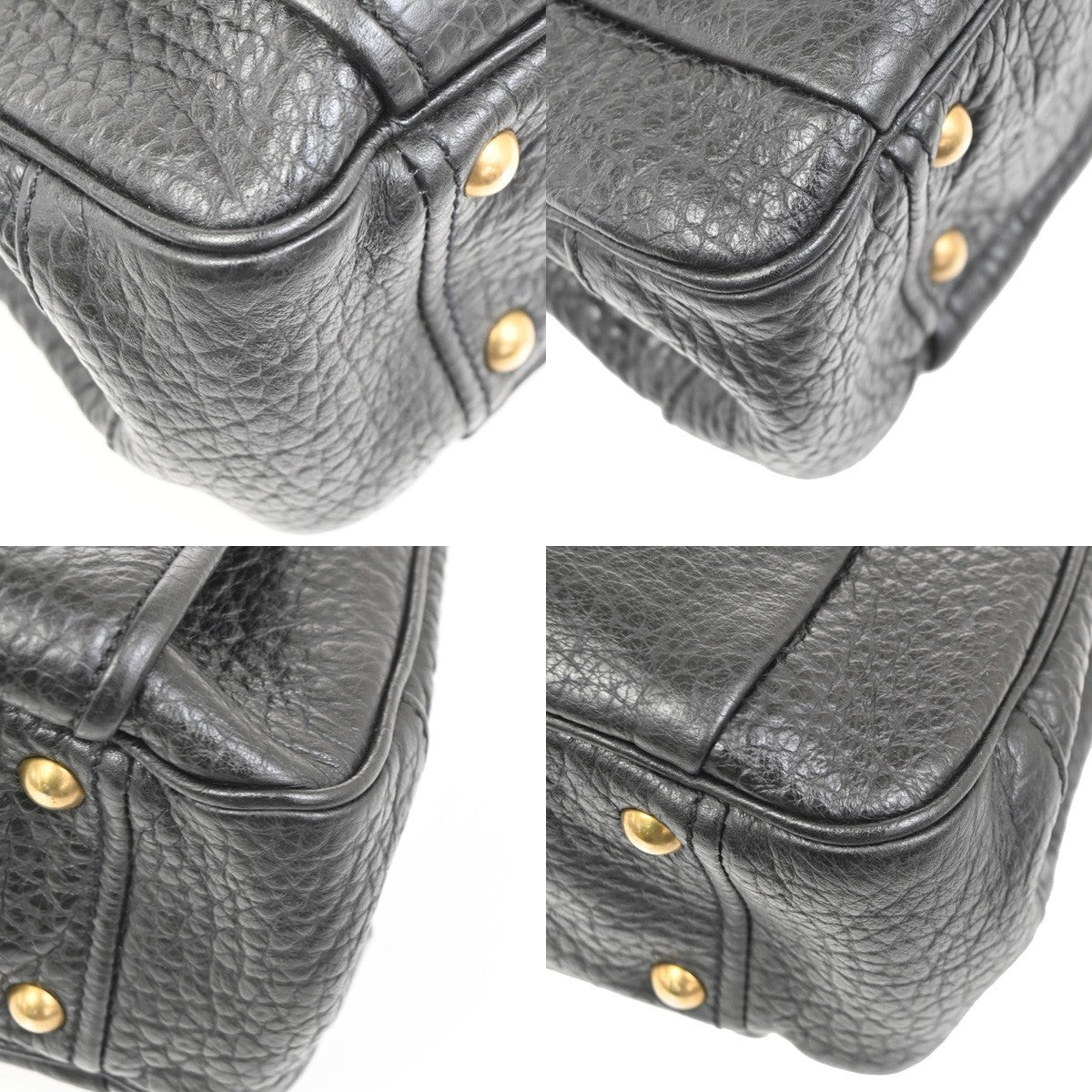 PRADA Logo Shoulder Hand Bag Leather Black GHW Italy 79MA689