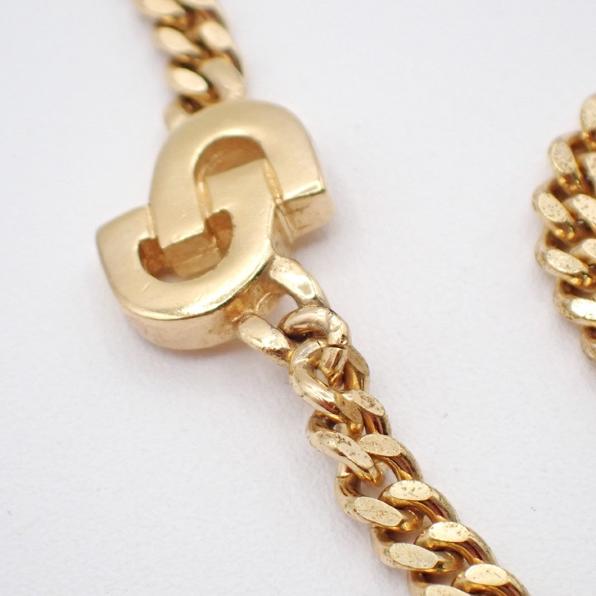 CHRISTIAN DIOR  CD Logo Chain Pendant Necklace Gold Germany 05RL903