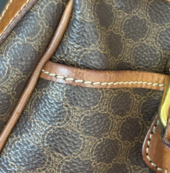 CELINE Logo Macadam Pattern Travel Hand Bag PVC Leather Brown GHW Italy 61TA552