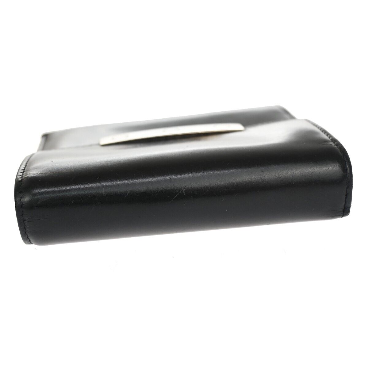 CARIER Love Collection Trifold Wallet Purse Leather Black Silver France 08GA267