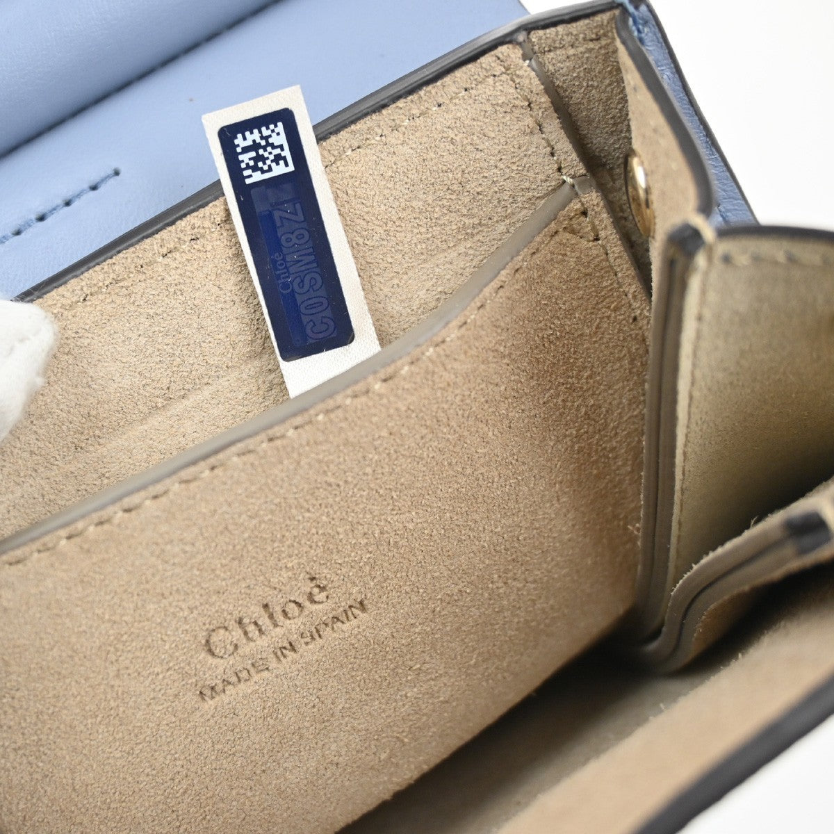 CHLOE Logo Faye Mini Crossbody Shoulder Bag Suede Leather Blue Spain GHW 38CA695