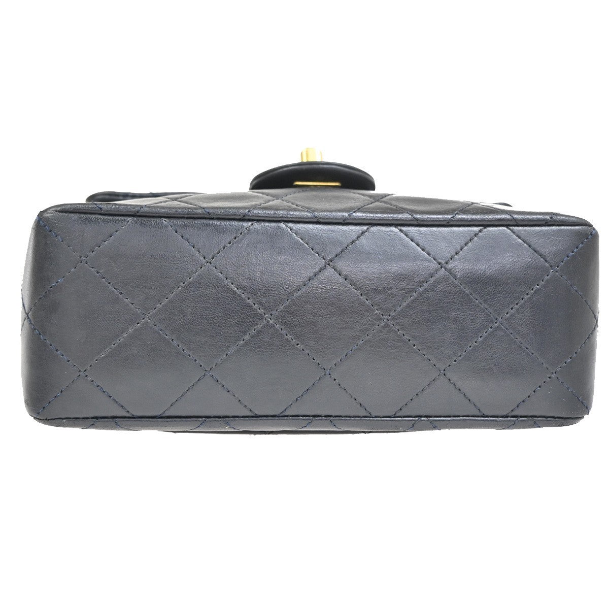 CHANEL CC Mini Matelasse Chain Shoulder Bag Leather Navy Blue GHW 310RL917