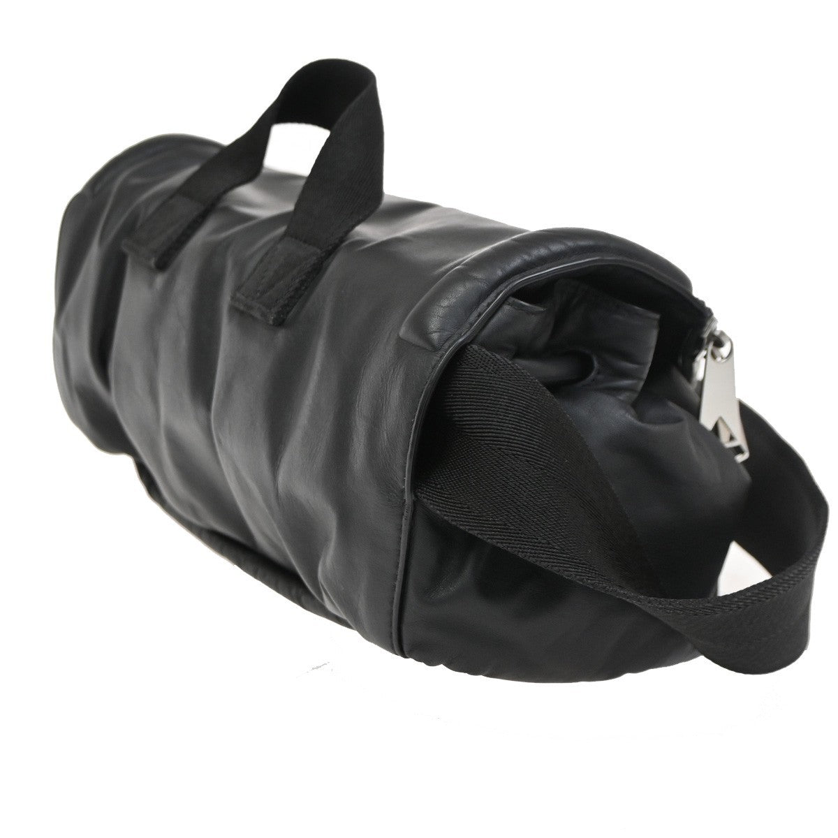 BOTTEGA VENETA Logo Beak Belt Waist Bag Leather Black SHW Italy 50RL603