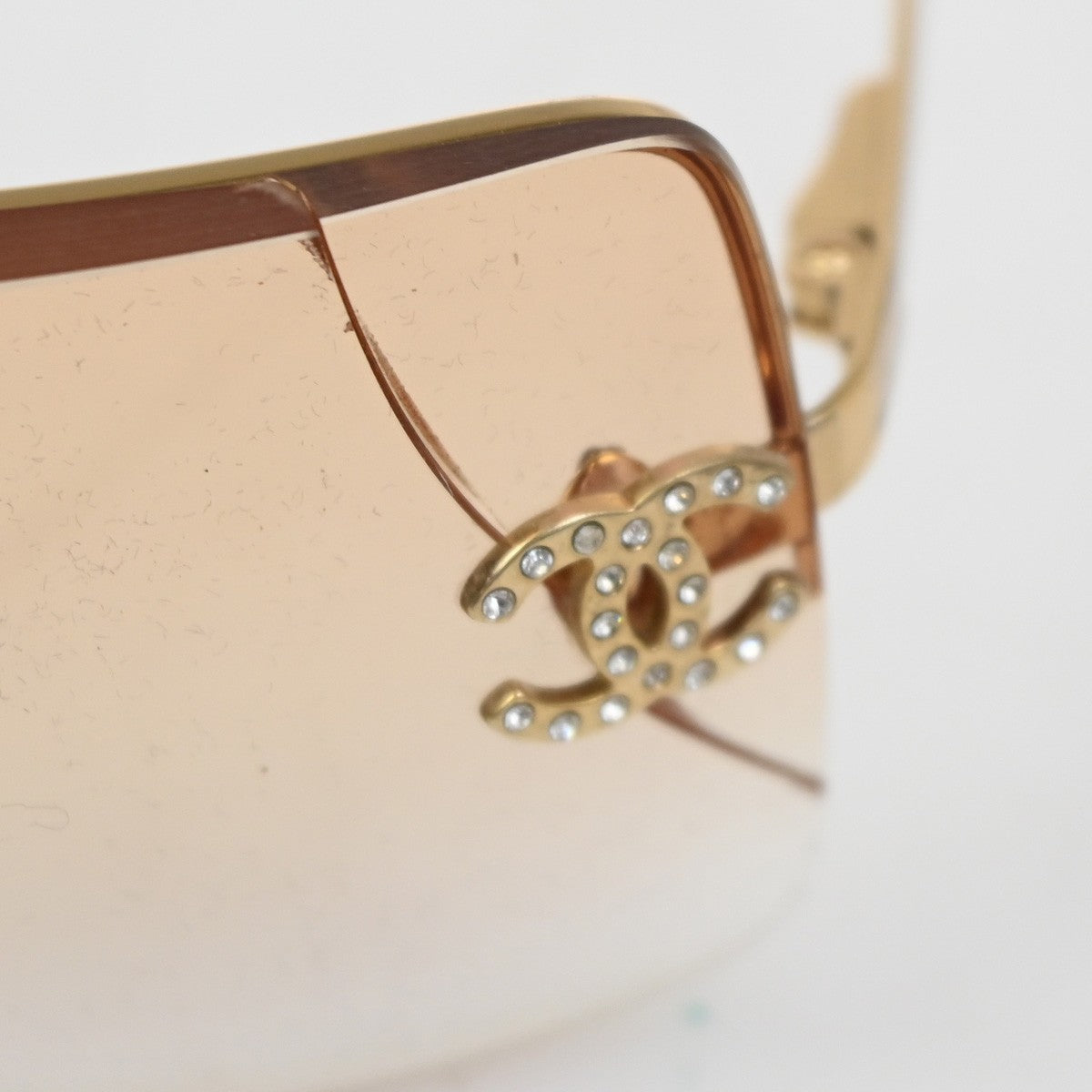 CHANEL CC Logo Rhinestone Rimless Sunglasses 4092-B Plastic Metal GHW 63RL930