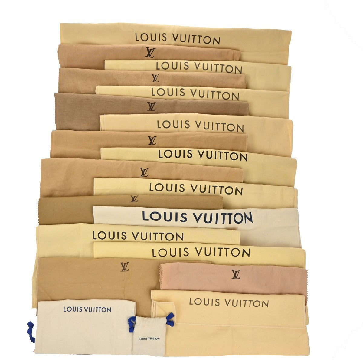 LOUIS VUITTON Logo 20 Set Drawstring Dust Bag Canvas Cotton Beige Brown 63EG381