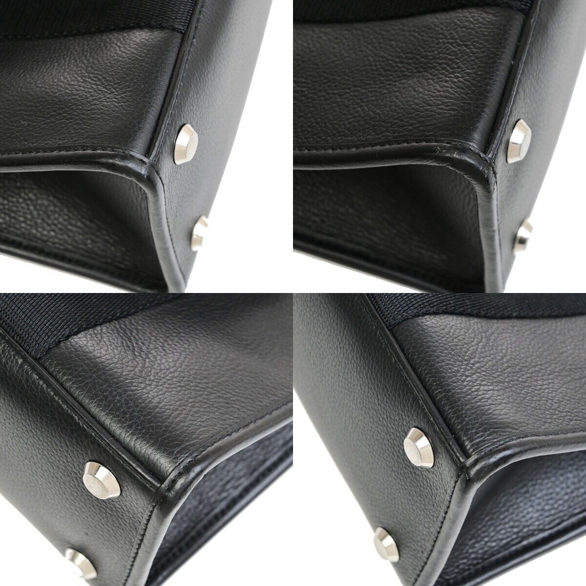 BALENCIAGA Logo Hardware Small Tote Bag Hand Bag Leather Black Italy 18EE102
