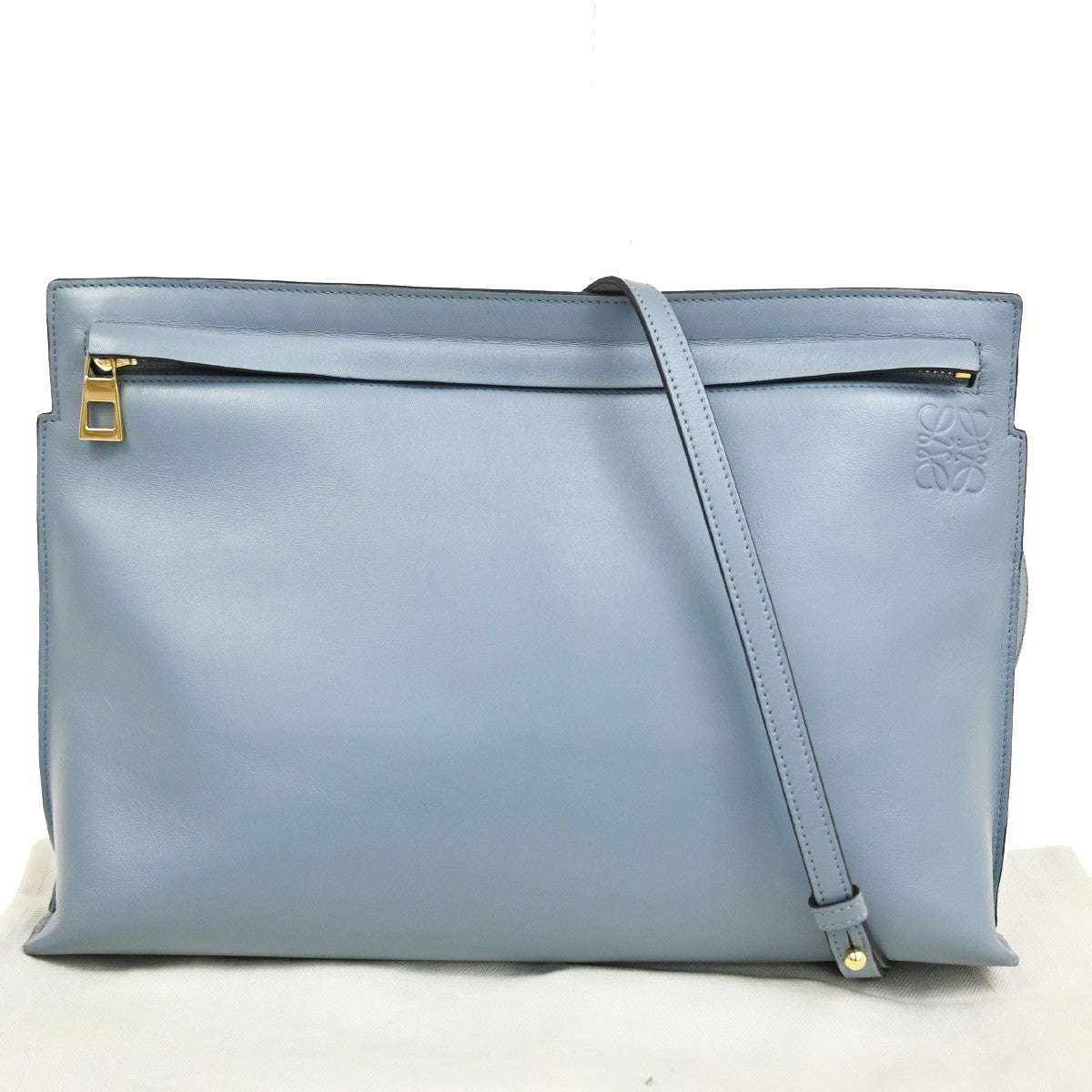 LOEWE Logo T Pouch Anagram Crossbody Shoulder Bag Leather Blue Spain GHW 35TA620